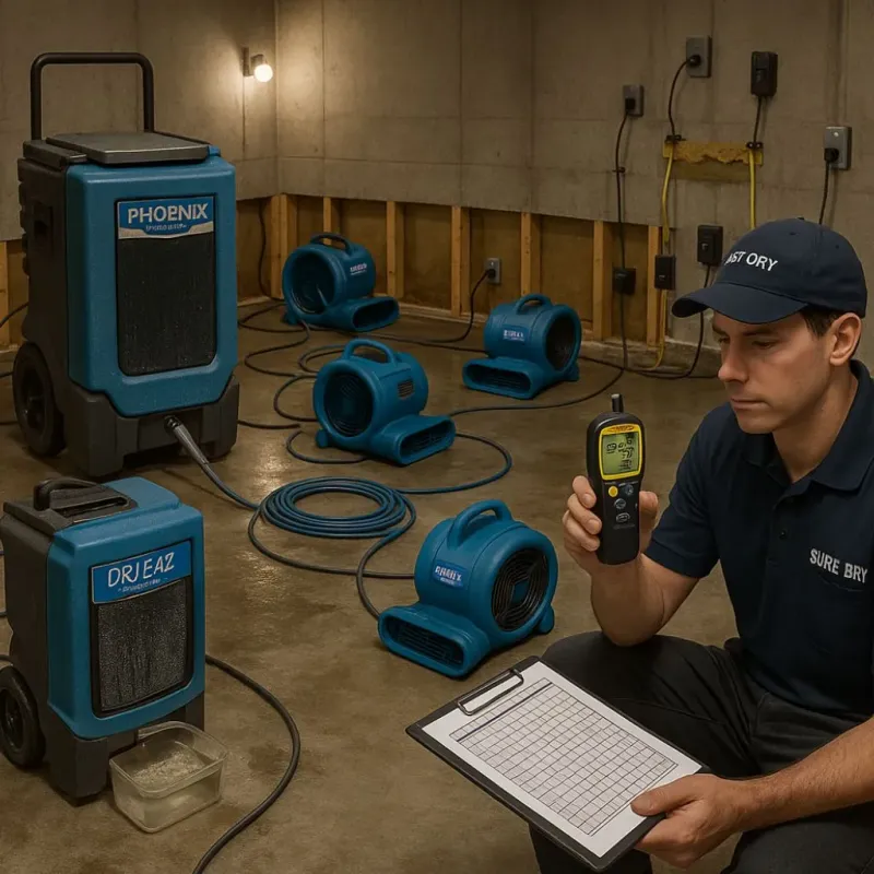 Structural Drying and Dehumidification process in Leland, NC